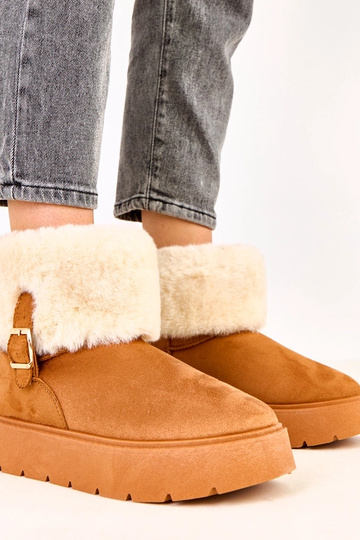 Bruine sneeuwlaarzen met platform versierd met een gesp, Salini 2
