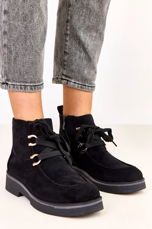 Bottines chaudes noires avec lacets...