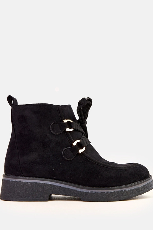 Bottines chaudes noires avec lacets...