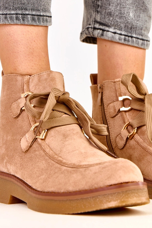 Bottines chaudes sable avec lacets...