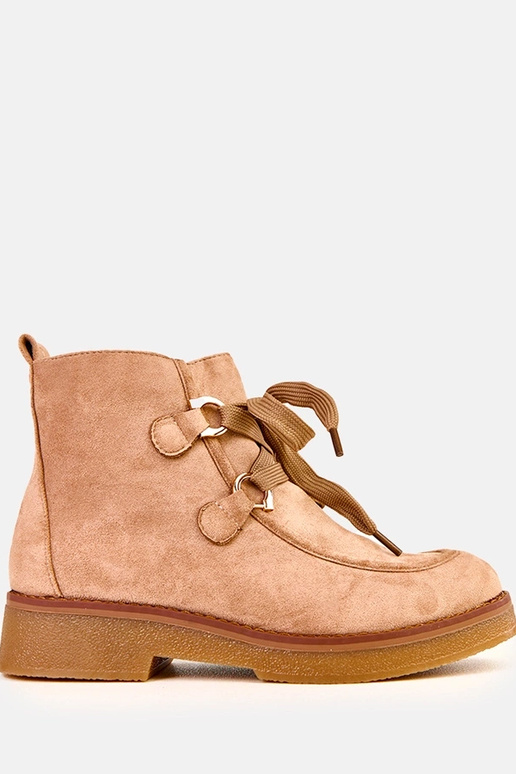 Zandkleurige warme enkellaarsjes met...