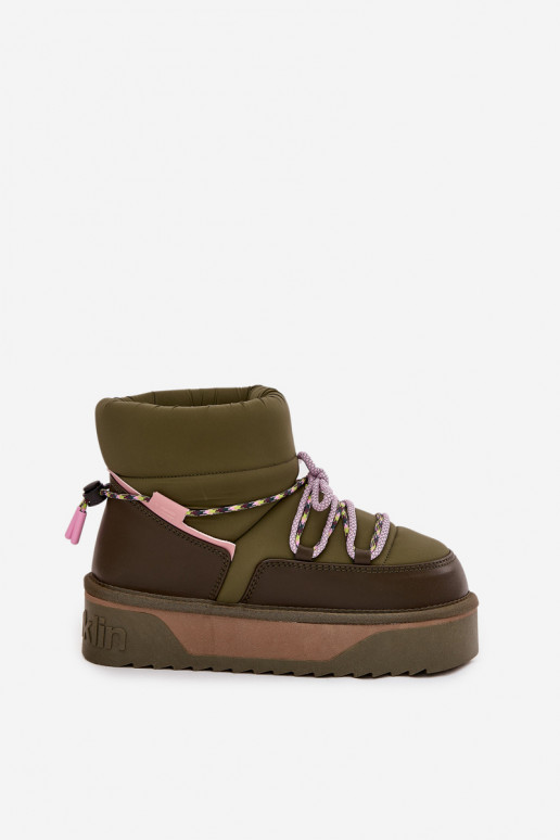 Schneestiefel mit einer Plattform D.Franklin DFSH371015 Khaki-Farbe