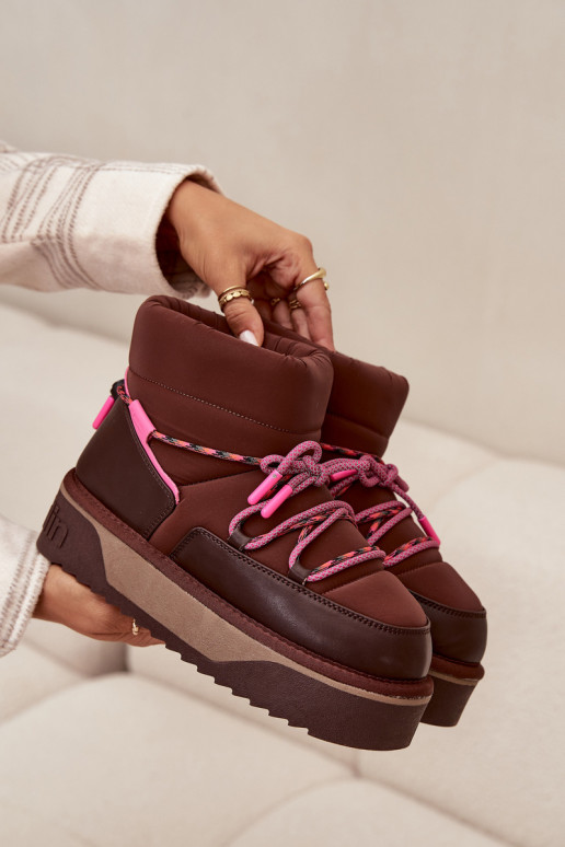 Bottes de neige avec une plateforme D.Franklin DFSH371015 CzekoladoÀe Bottes de neige avec une plateforme D.Franklin DFSH371015 CzekoladoÀe