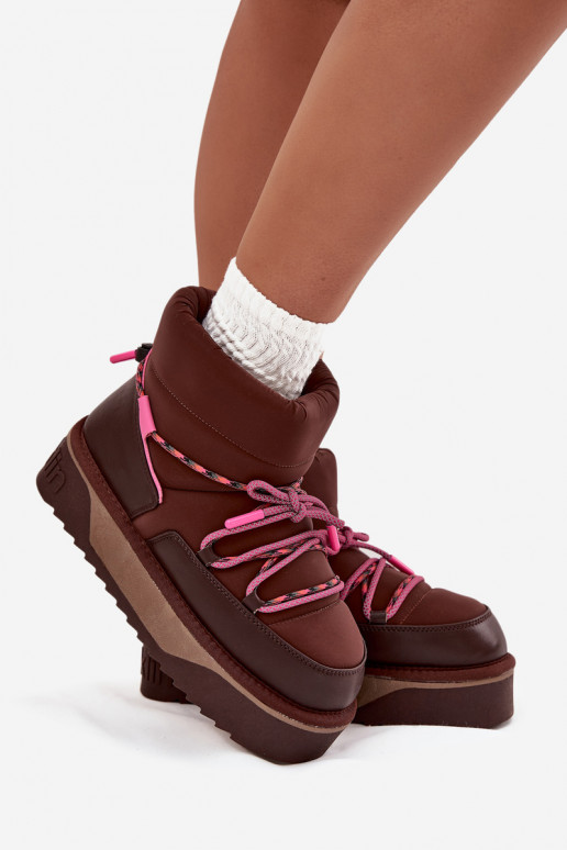 Bottes de neige avec une plateforme D.Franklin DFSH371015 CzekoladoÀe Bottes de neige avec une plateforme D.Franklin DFSH371015 CzekoladoÀe