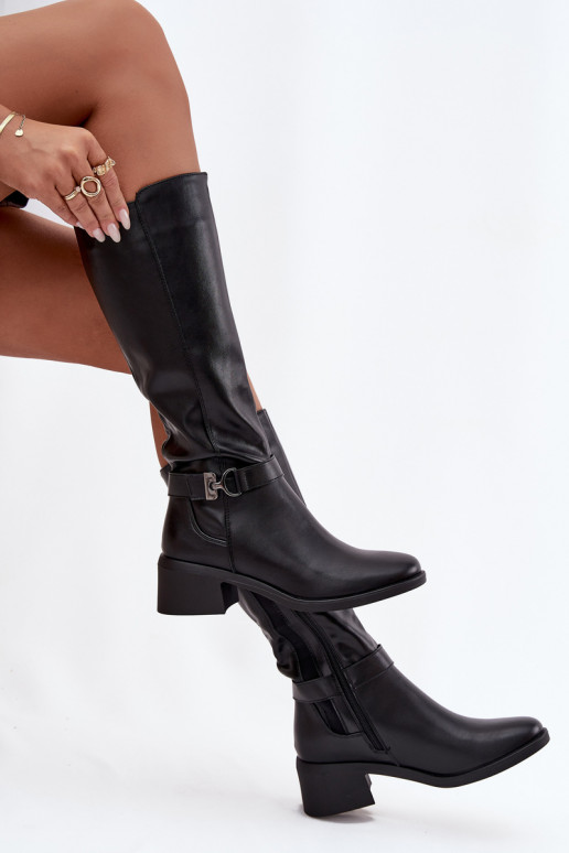 sich Zuarm laufen Damenstiefel Klocke mit Riemen Sergio Leone KZ25826 schZuarze Farbe