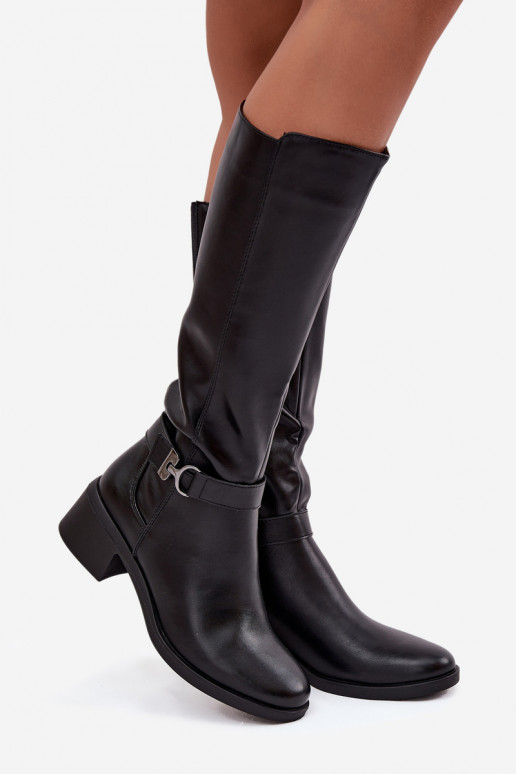 sich Zuarm laufen Damenstiefel Klocke mit Riemen Sergio Leone KZ25826 schZuarze Farbe