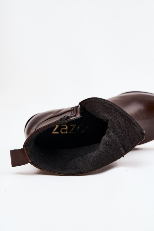 Peau bottes style coÀboy Féminin avec des talons réchauffer Zazoo 60565 CzekoladoÀe