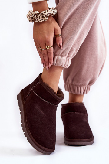 Dames lage suede sneeuwlaarzen, bruin, Shelie