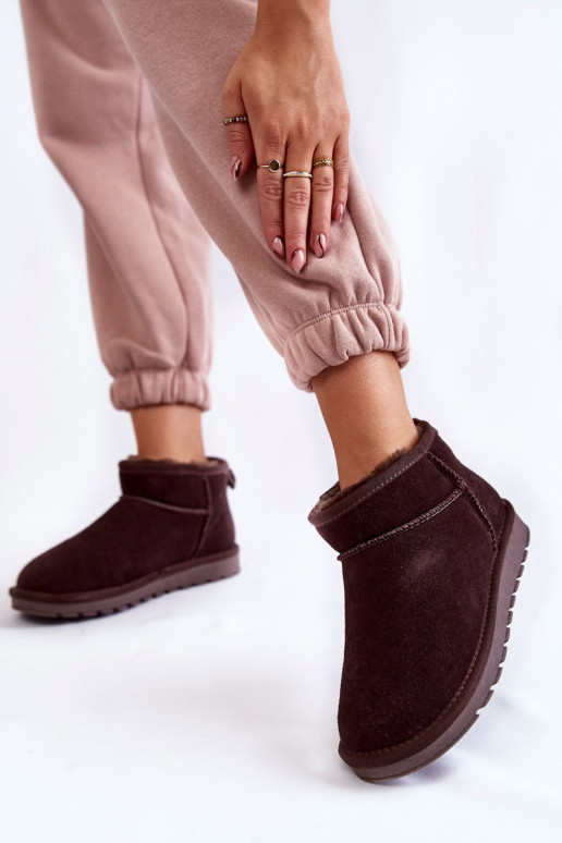 Feminin aus INildleder Niedrig Schneestiefel braune Farbe Shelie