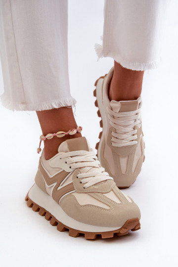 Sneakers Stilvollllschuhe Turnschuhe Feminin Beige Kalelia