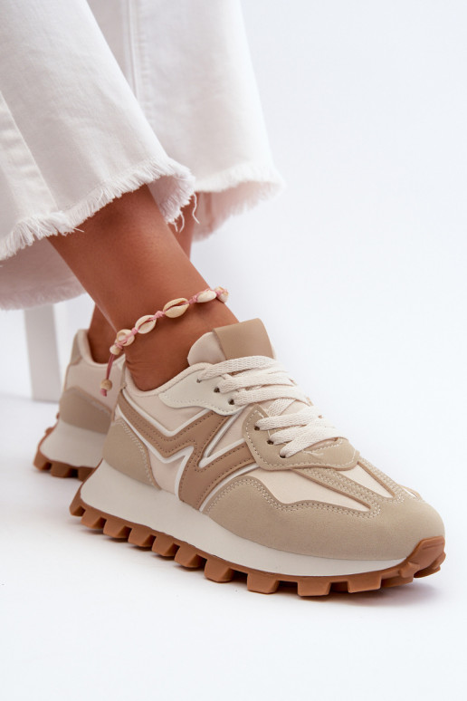 Sneakers Stilvollllschuhe Turnschuhe Feminin Beige Kalelia