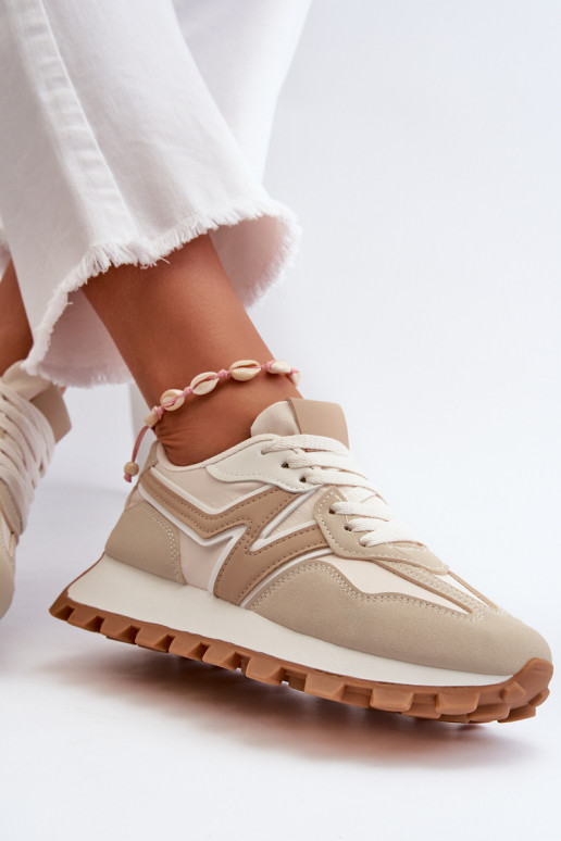 Sneakers Stilvollllschuhe Turnschuhe Feminin Beige Kalelia