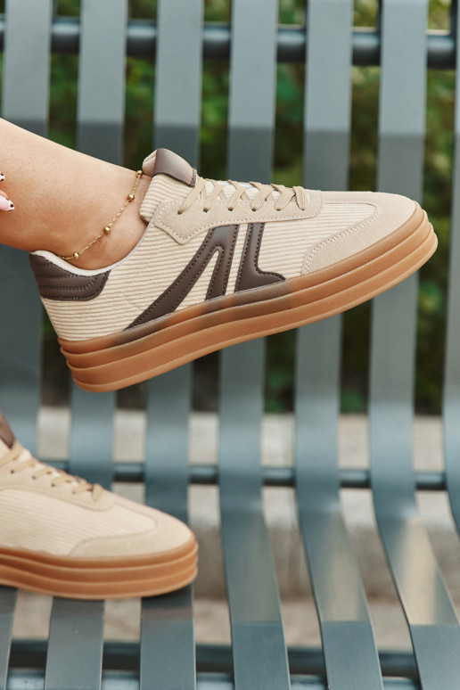 Baskets sportives en velours pour femmes avec plateforme, couleur sable Corynelle