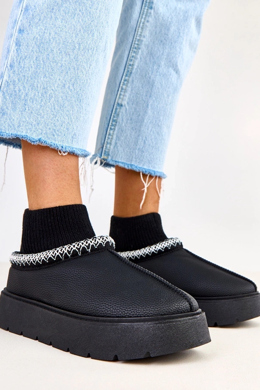 Bottes de neige noires avec tige en...