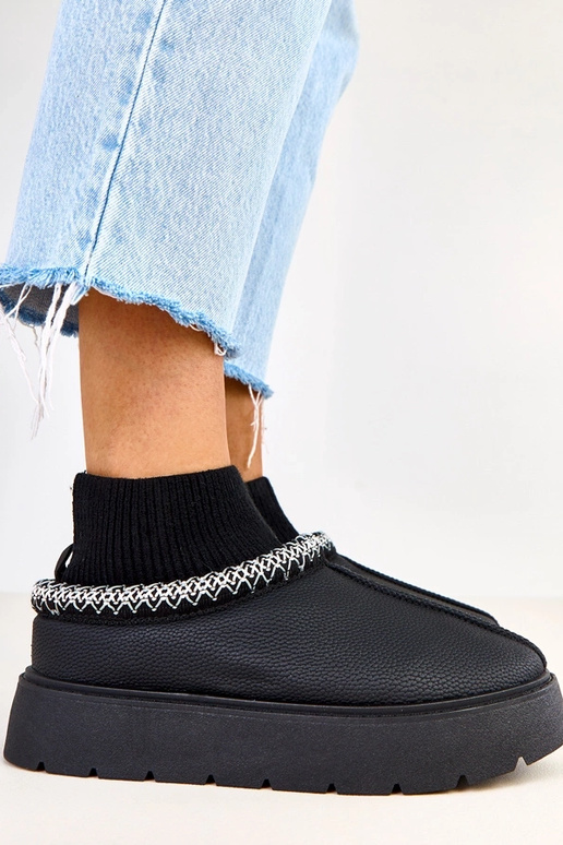 Bottes de neige noires avec tige en...