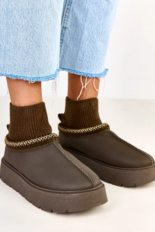 Bottes de neige vertes avec tige en...