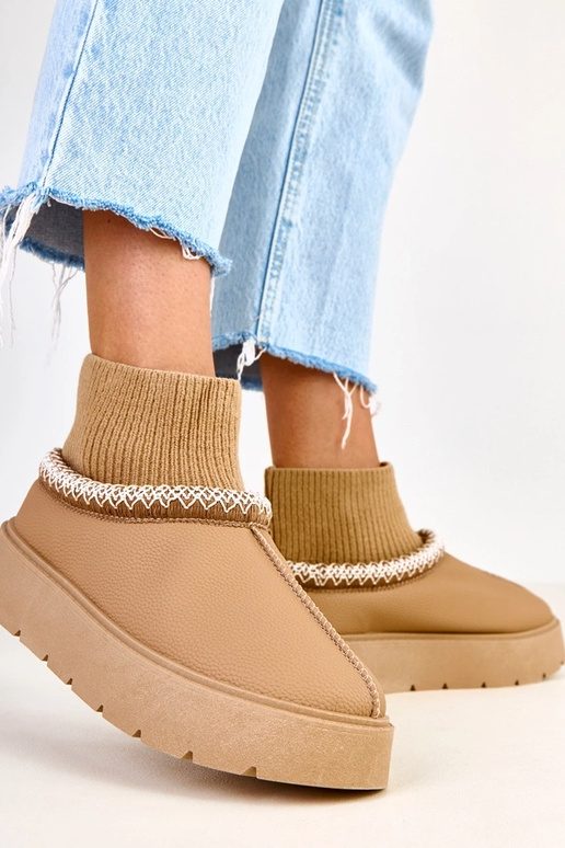 Bottes de neige brunes avec tige en...