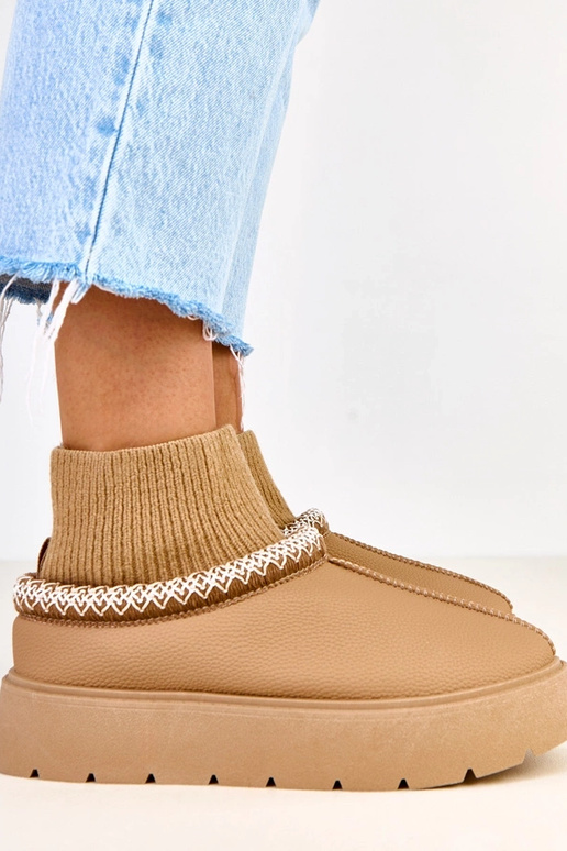 Bottes de neige brunes avec tige en...