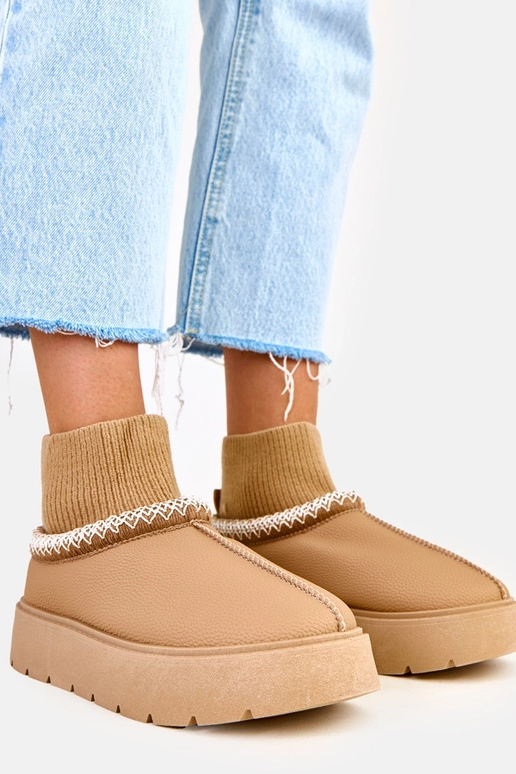 Bottes de neige brunes avec tige en...