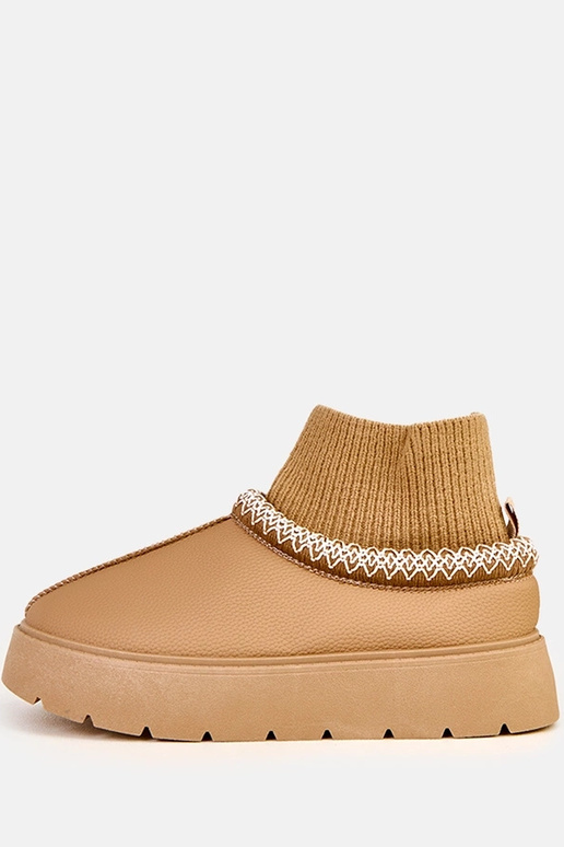 Bottes de neige brunes avec tige en...