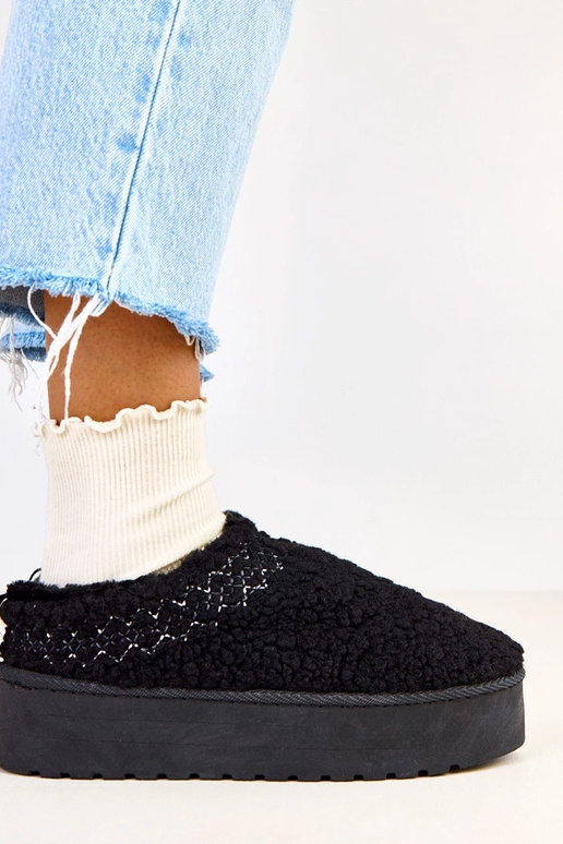 Schwarze flache Schneestiefel mit...