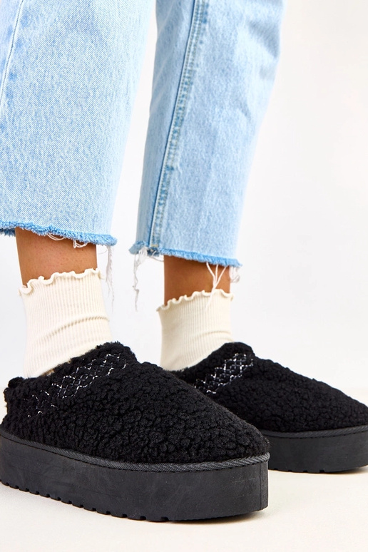 Schwarze flache Schneestiefel mit...