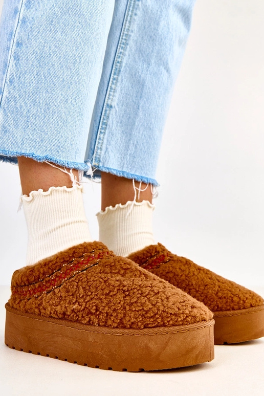 Braune flache Schneestiefel mit...