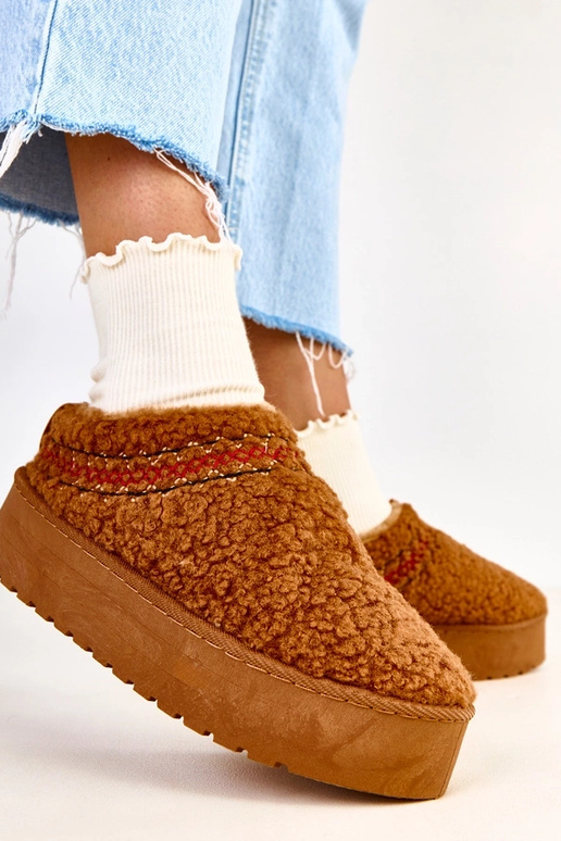 Braune flache Schneestiefel mit...