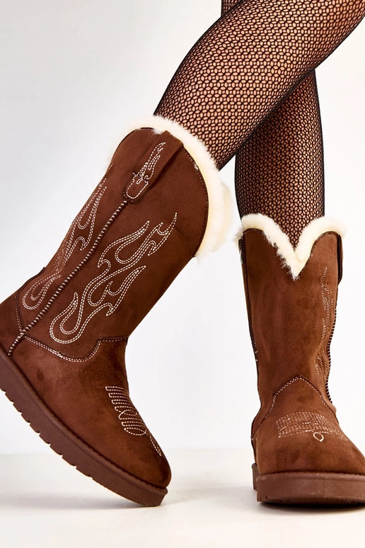 Bottes de neige brunes avec broderie...