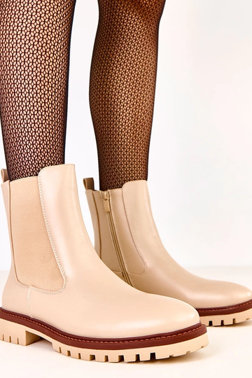 Beige flache Stiefeletten...