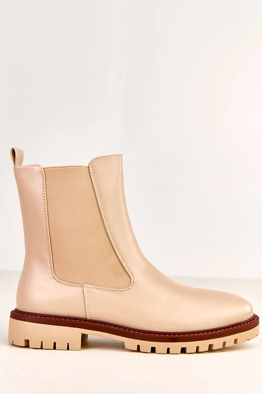 Bottines beige à semelle plate avec...