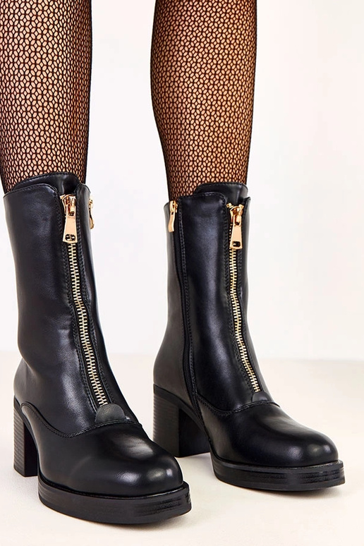 Zwarte enkellaarsjes met hak en...