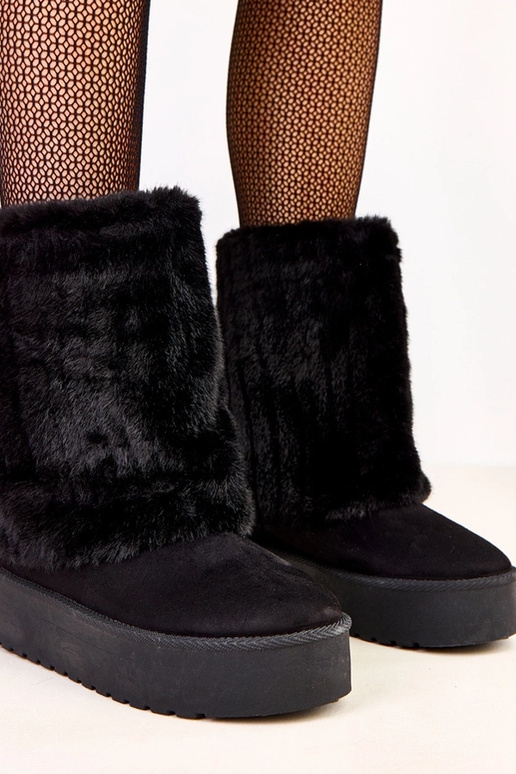 Bottes de neige noires à plateforme...