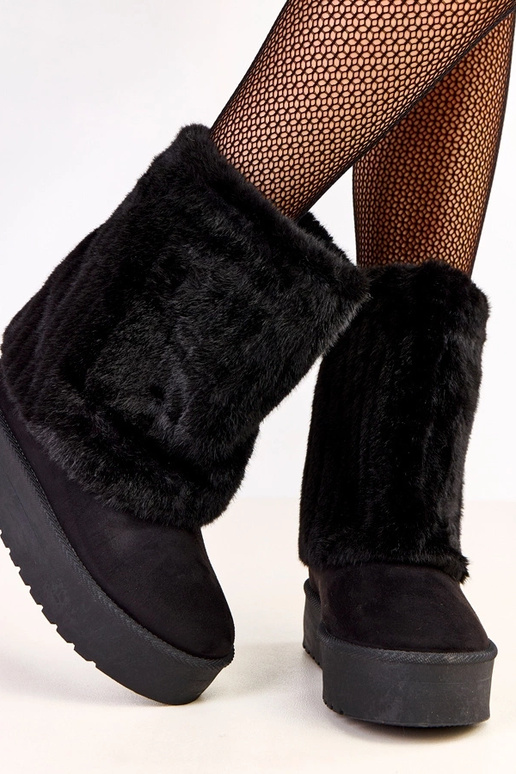 Bottes de neige noires à plateforme...