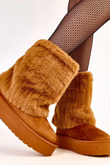 Bottes de neige brunes à plateforme avec tige en fourrure Leda 2