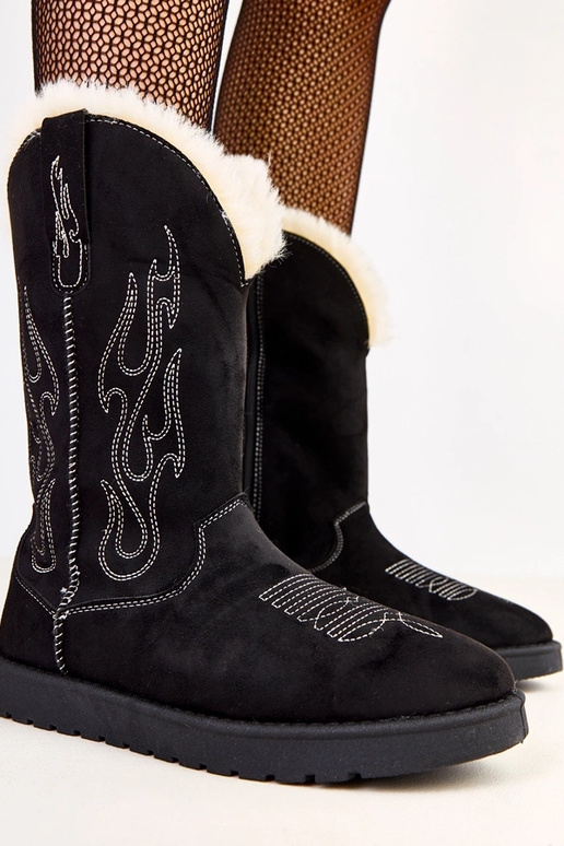 Bottes de neige noires avec broderie...