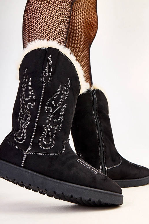 Bottes de neige noires avec broderie...