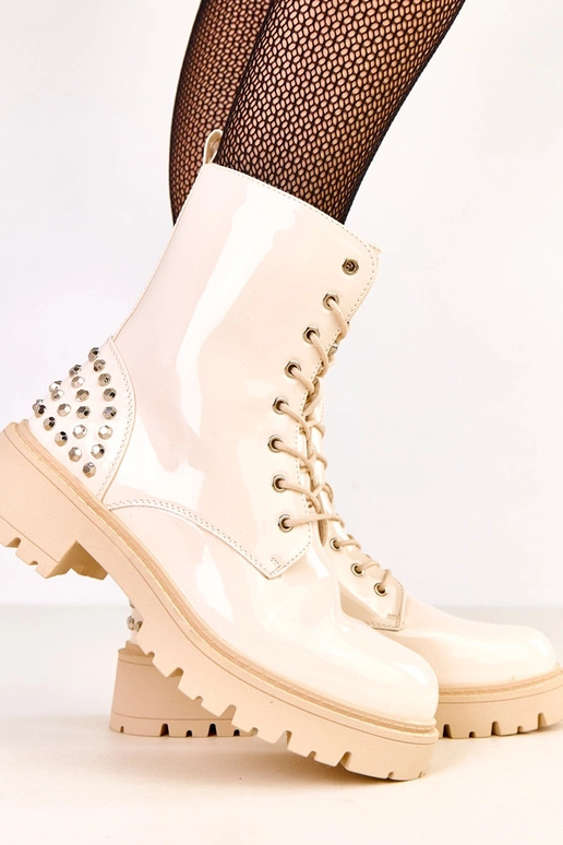 Beige laklaarzen met glitters Marsley