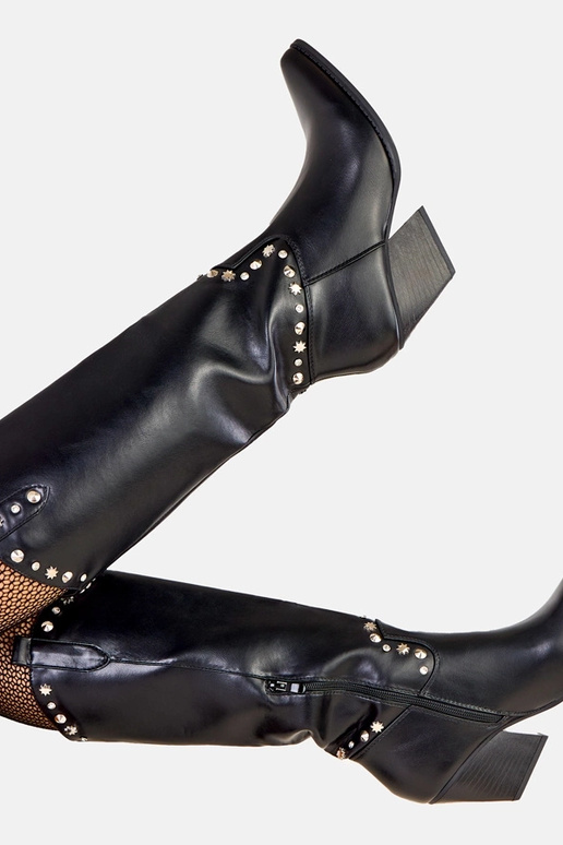 Schwarze Damen-Cowboystiefel mit...