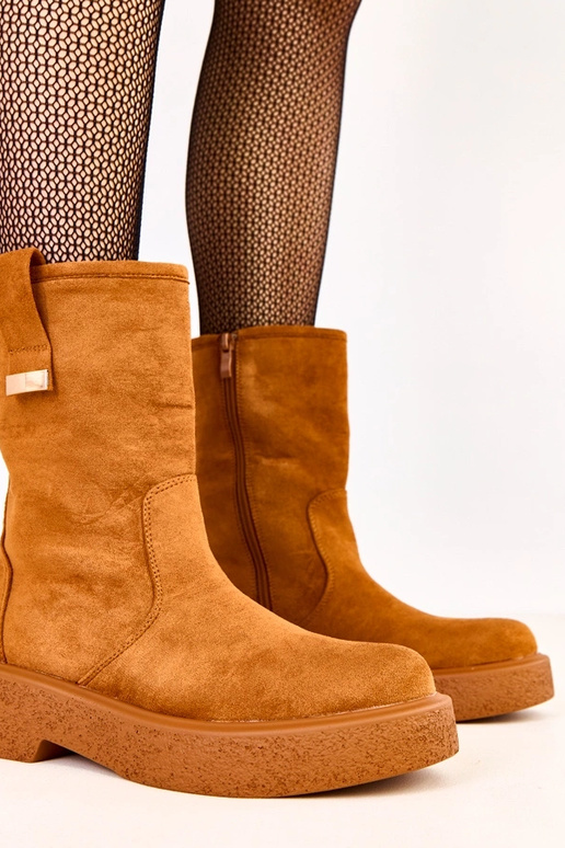 Bottines en simili daim marron avec...