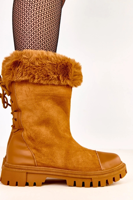 Sandfarbene Stiefeletten mit...