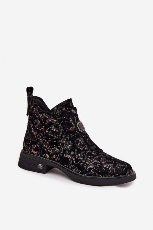 BottesActivéturalnego en daimu Sur un talon bas D&A CR52-713 noir et marron