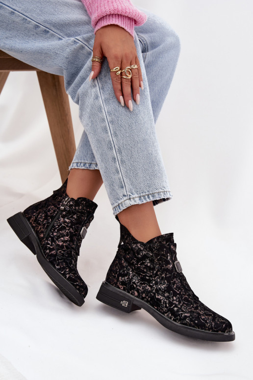 StiefelErmöglichtturalnego aus INildlederu Auf niedrigem Absatz D&A CR52-713 schZuarz und braun