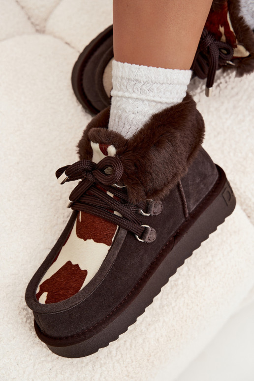 SneeuIn laarzen DamesOpturalnego van suèdeu Łaty D.Franklin DFSH375008 CzekoladoIne