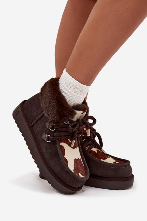 SneeuIn laarzen DamesOpturalnego van suèdeu Łaty D.Franklin DFSH375008 CzekoladoIne