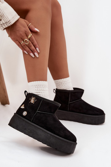 Bottes de neige Féminin avec une plateformePrzypinkami couleur noire Il fautelle