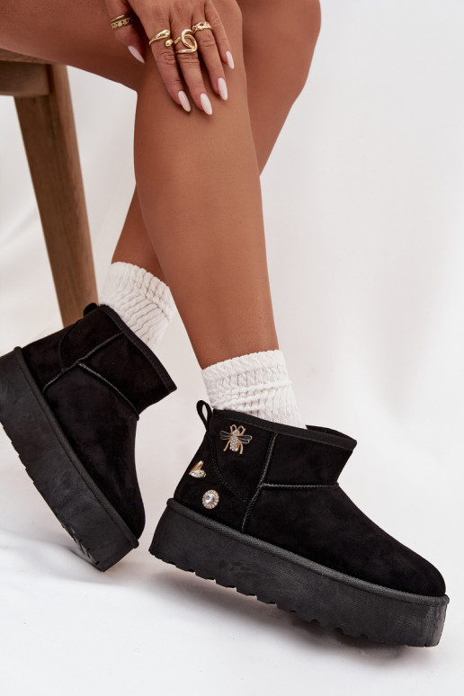 Schneestiefel Feminin mit einer PlattformPrzypinkami schZuarze Farbe Es musselle