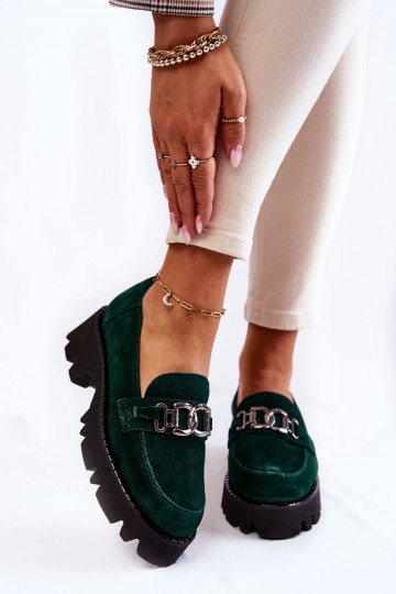 van suède schoenen met ornamenten Laura Messi 2489 groene kleur