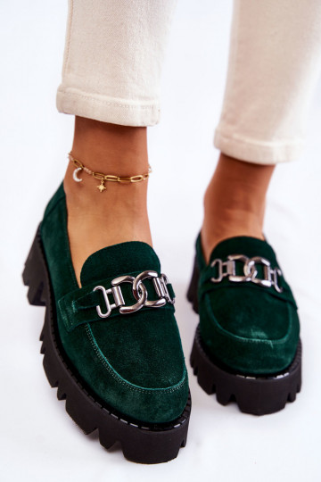 en daim chaussures avec des ornements Laura Messi 2489 couleur verte 2