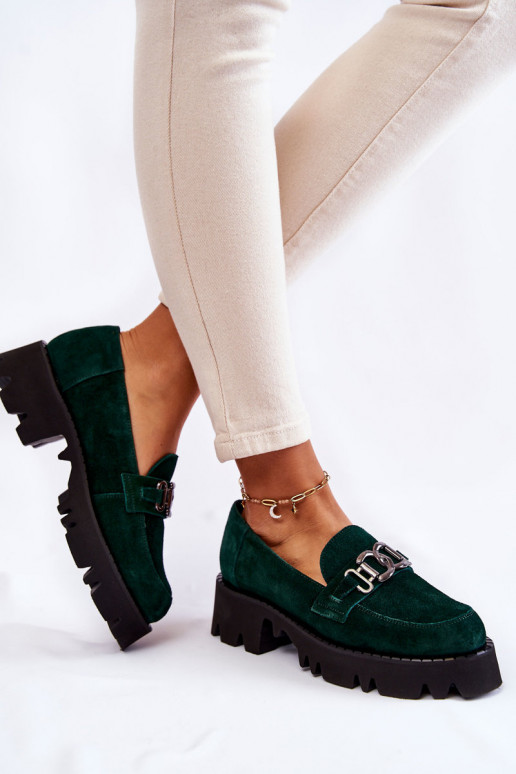 en daim chaussures avec des ornements Laura Messi 2489 couleur verte